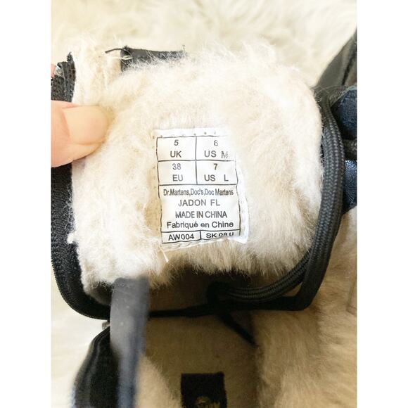 DR MARTENS Jadon Faux Fur Black Platform Leather Combat Boots 7 - Picture 11 of 11